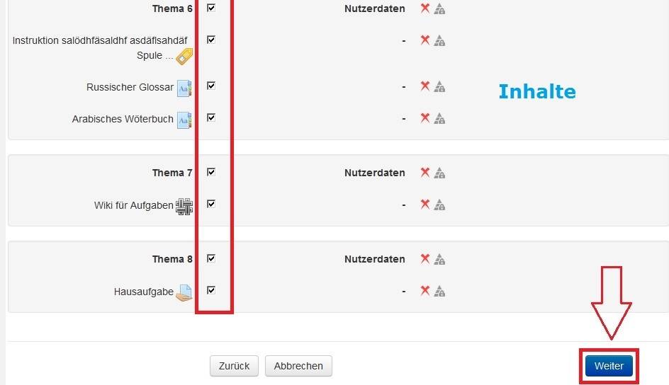 Sicherung Inhalte