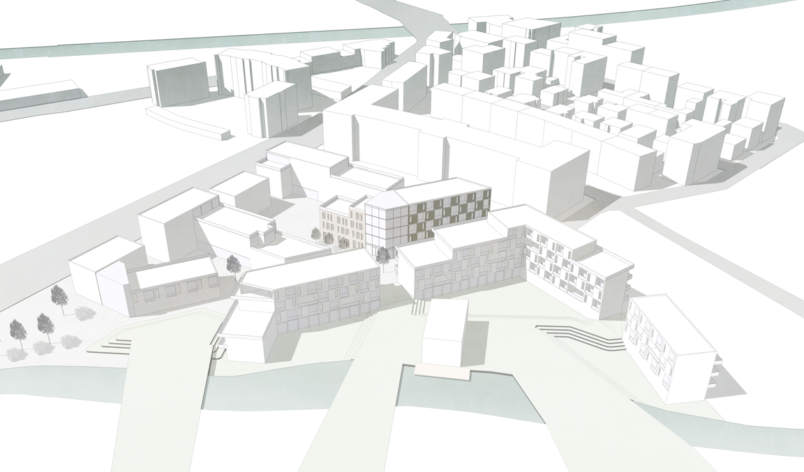 Das neue  Quartier am Plärrer nördlich des Senkelbachs (Abb.: Tobias Breuer)