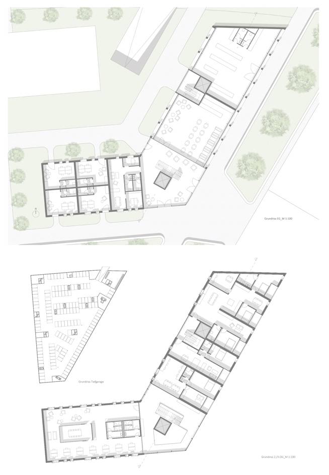 Grundrisse EG und 2./3. OG (Abb.: Tobias Breuer)