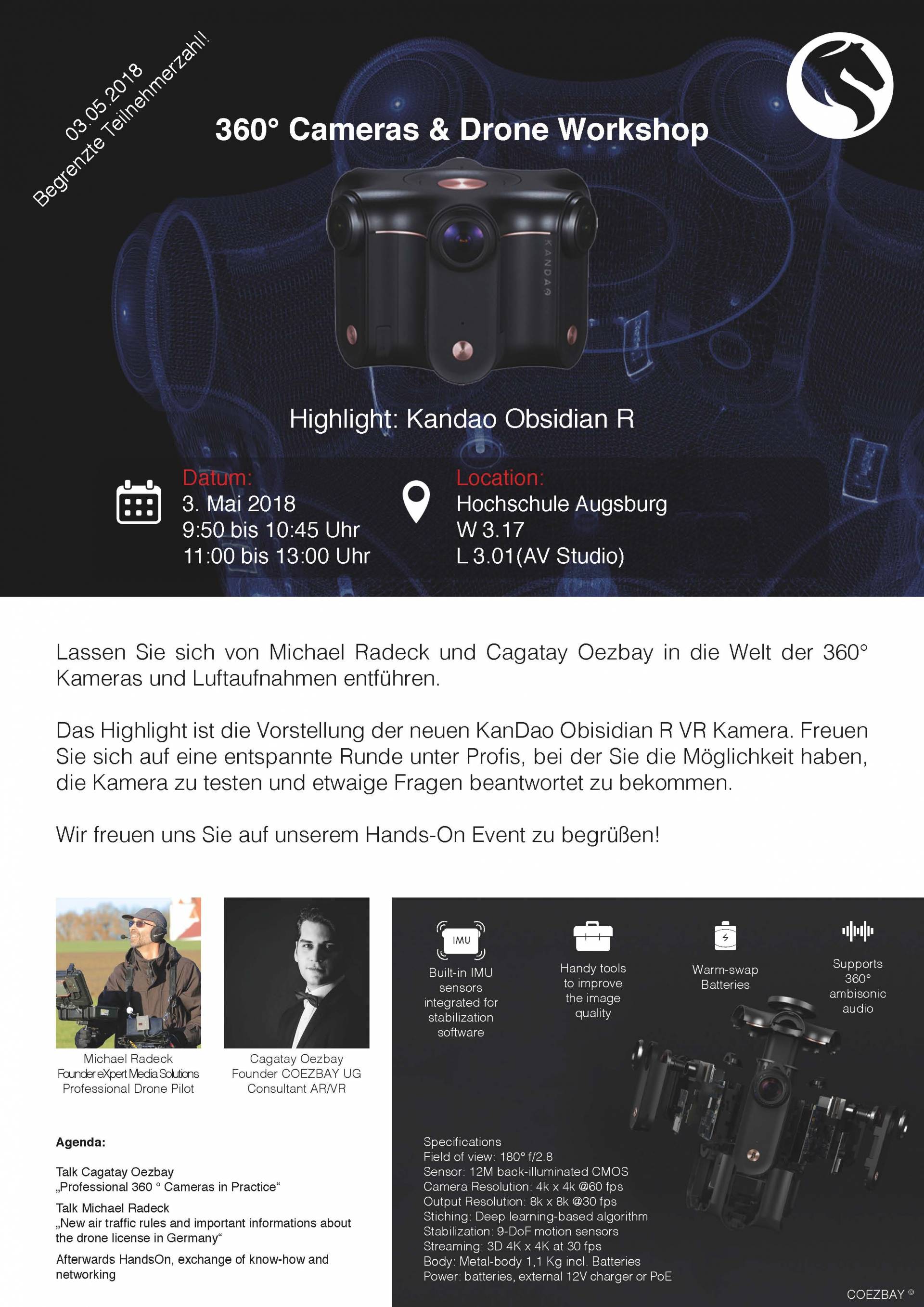 Einladungsposter zum 360° Cameras & Drone Workshop