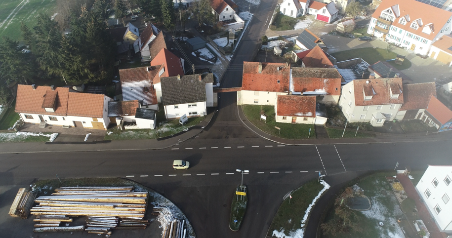 Luftbildaufnahme aus der Drohnenbefliegung des Planungsgebiets