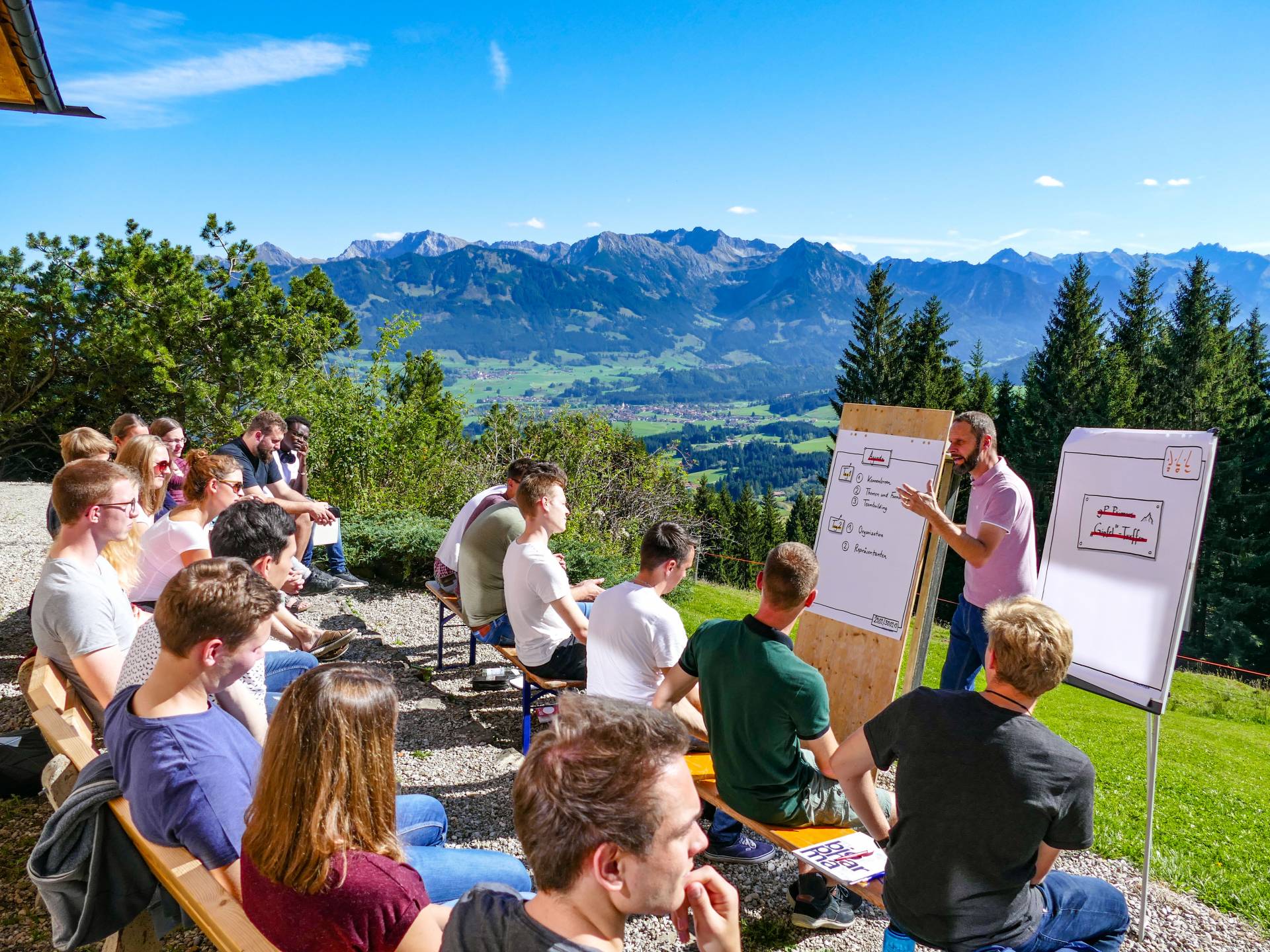 Studierende des Netzwerks gP Primus bei der Klausurtagung auf der Kahlrückenalpe