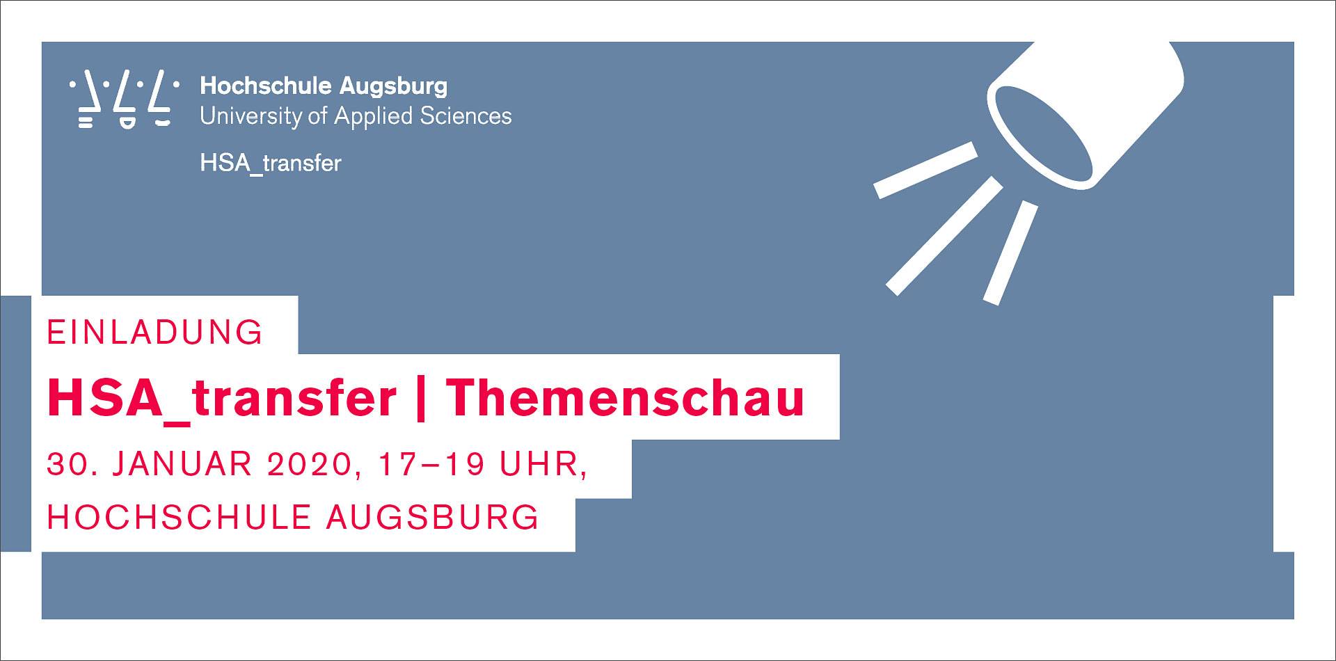 Die Hochschule Augsburg engagiert sich mit Kooperationspartnern für wichtige Zukunftsthemen in der Stadt Augsburg und der Region Bayerisch-Schwaben. Die HSA_transfer | Themenschau zeigt eine Auswahl dieser Projekte „mit gesellschaftlichem Mehrwert“. 