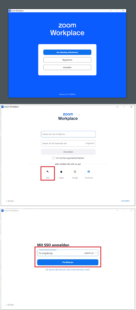 Abb.2: Login über Desktop-App Abb.2: Login über Desktop-App