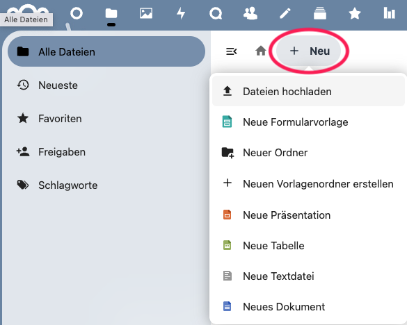 nextcloud Datei hochladen