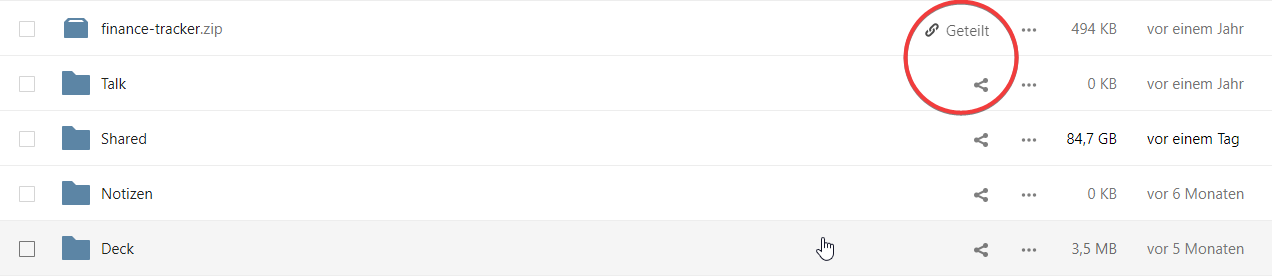 Nextcloud Dateien teilen
