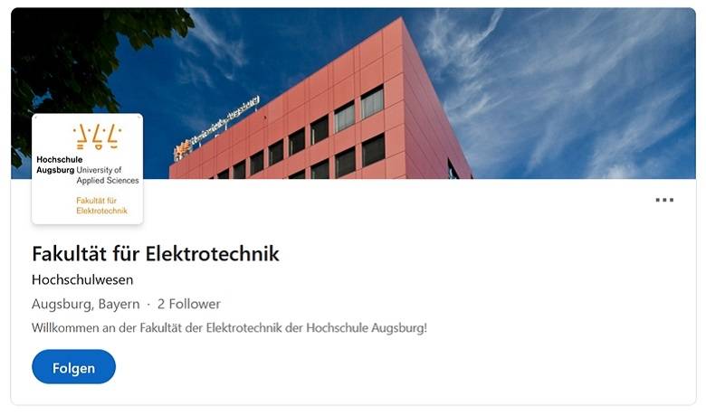 Die Fakultät für Elektrotechnik auf LinkedIn. Bild: LinkedIn