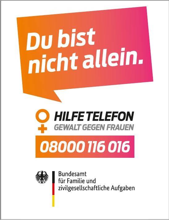 Du bist nicht allein. Hilfetelefon für Frauen.