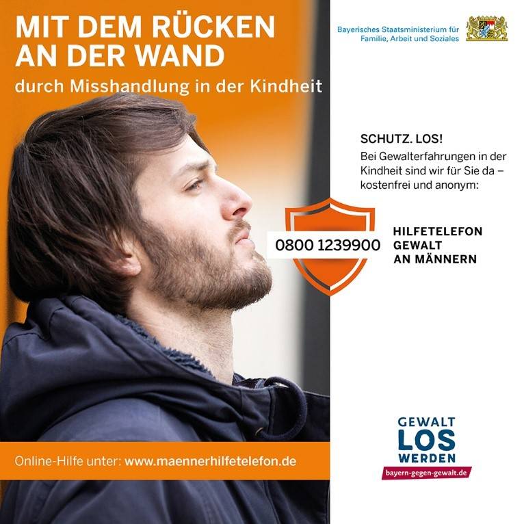 Mit dem Rücken an der Wand. Hilfetelefon für Männer.