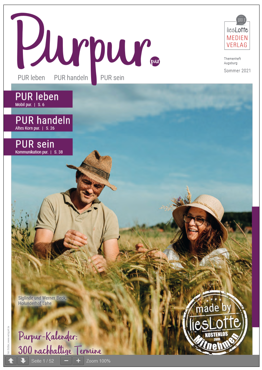 Titelseite: Purpur Magazin Sommer 2021