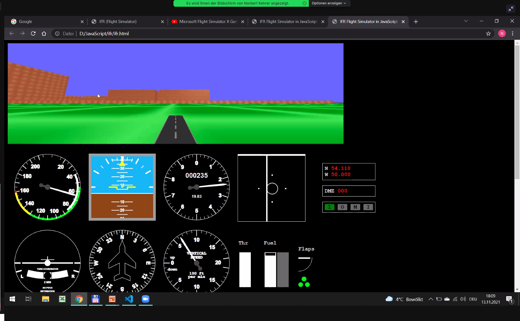  IFR-Flugsimulator in JavaScript von Norbert Kehrer