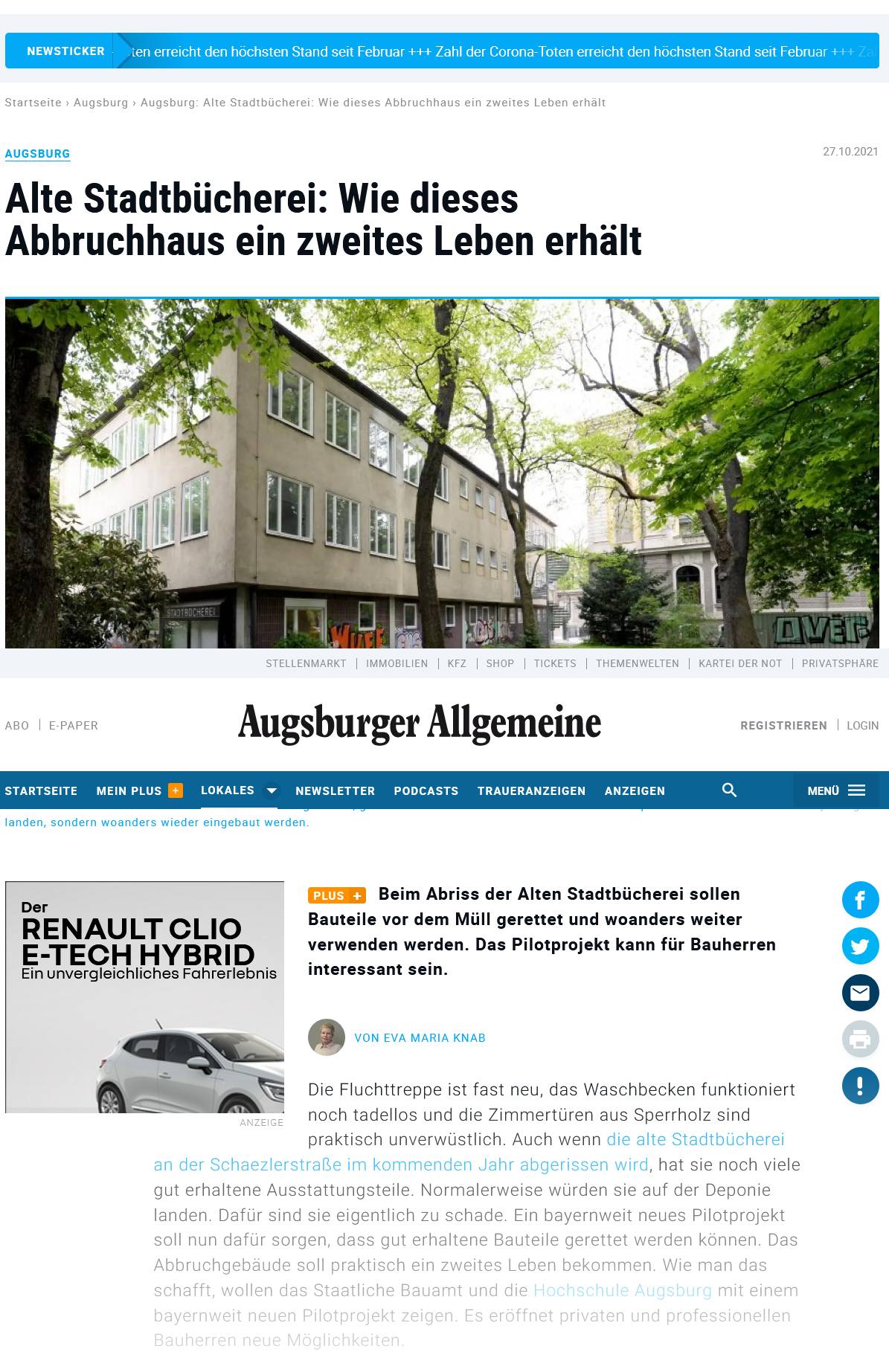 2021-10-27, Augsburger Allgemeine, Online: Wie dieses Abbruchhaus ein zweites Leben erhält