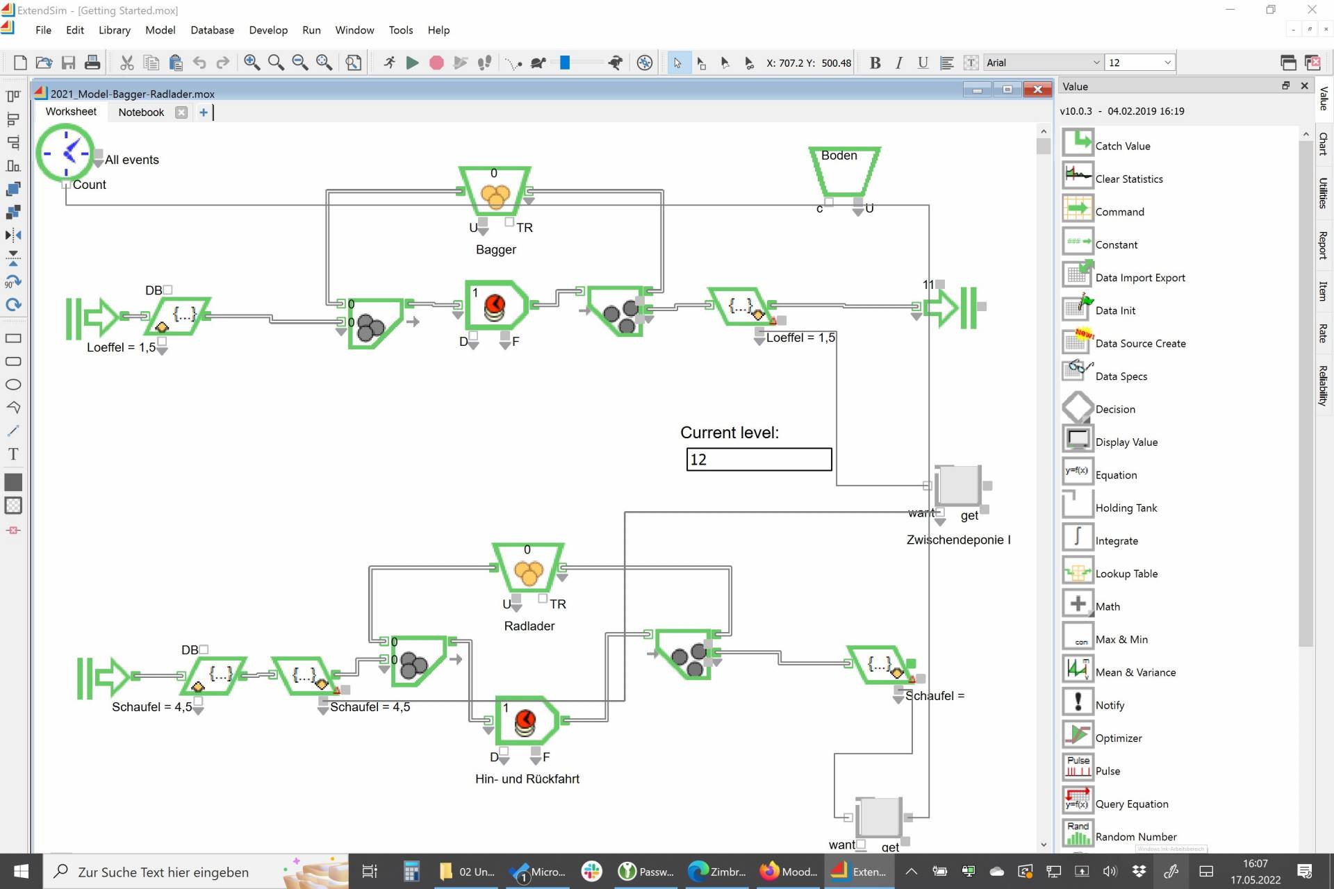 Screenshot Ereingnisorientierte Simulation