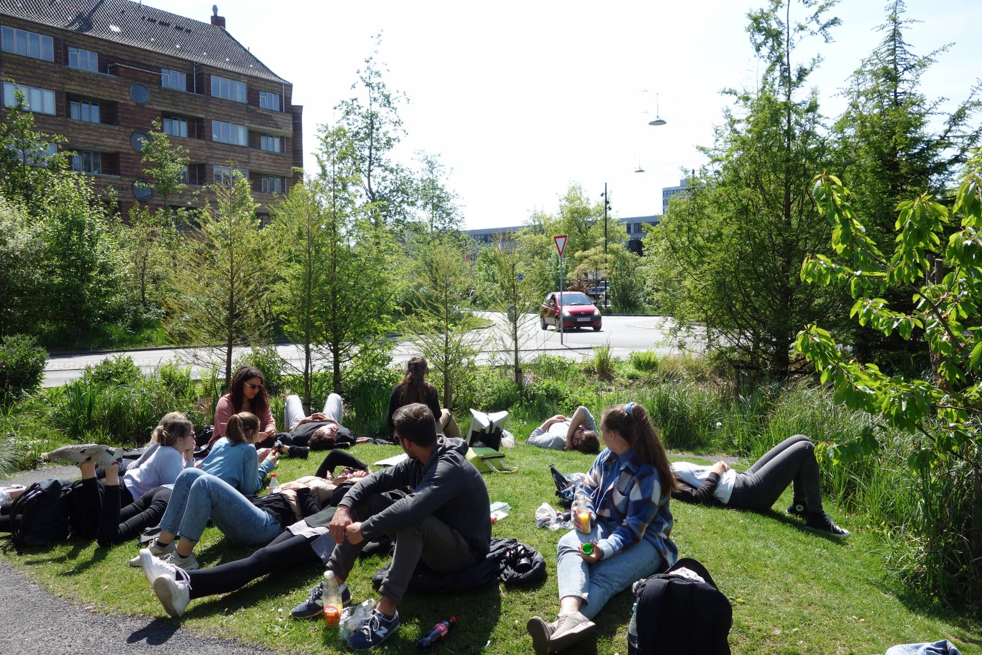 Picknick auf dem Kreisverkehr