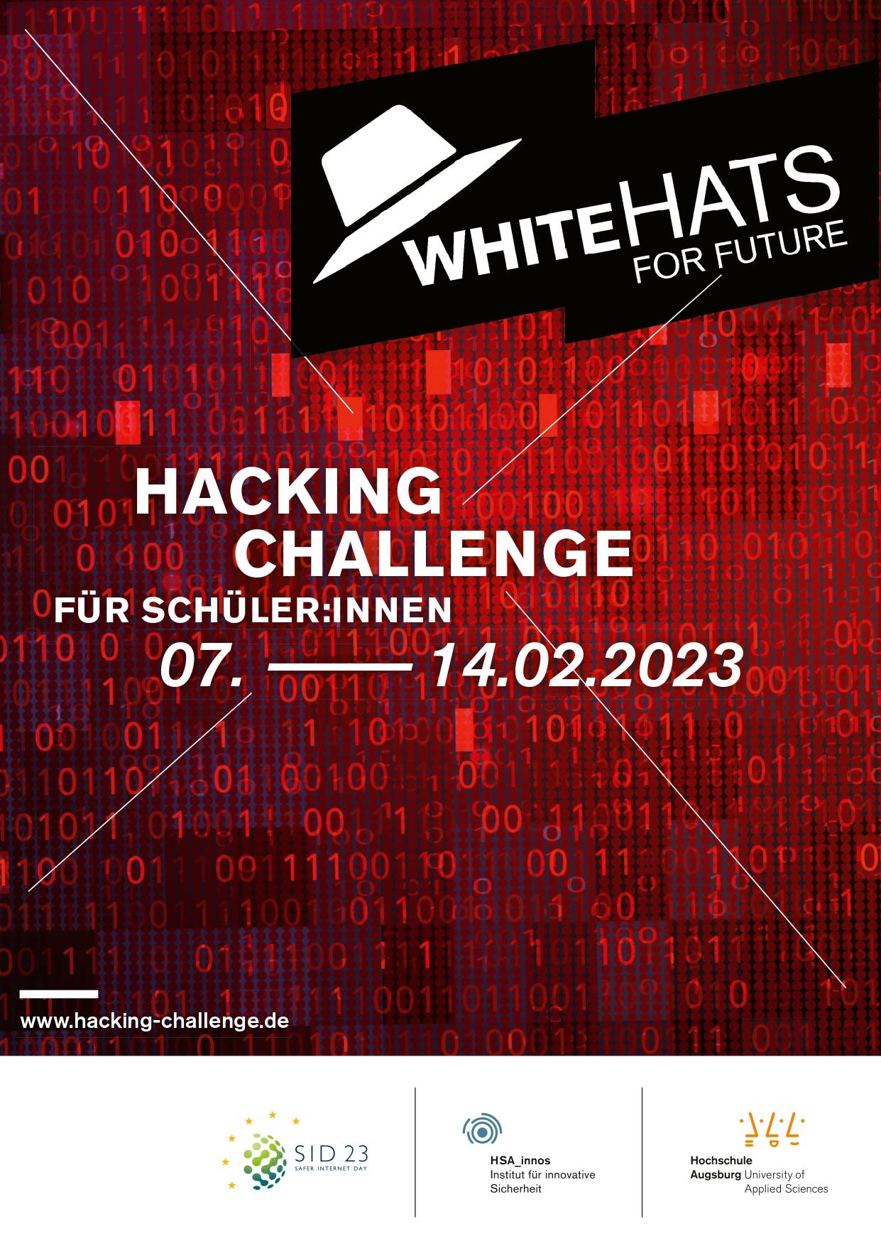 Plakat: White Hats for Future - Hacking Challenge für Schüler:innen 2023