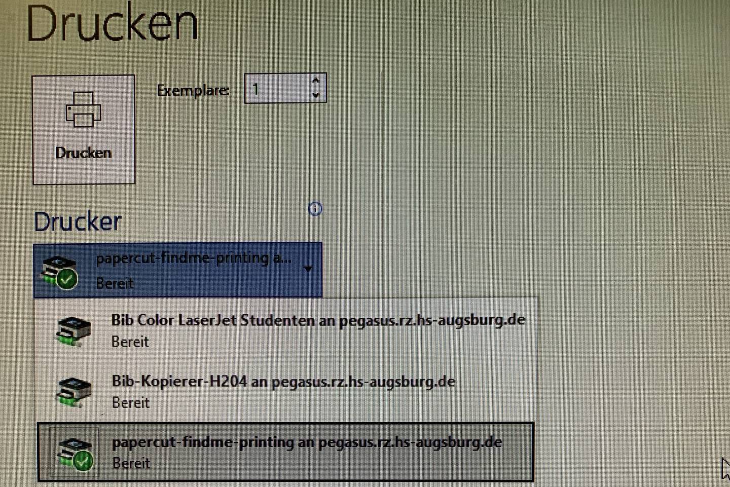 Drucker auswählen: papercut-findme-printing