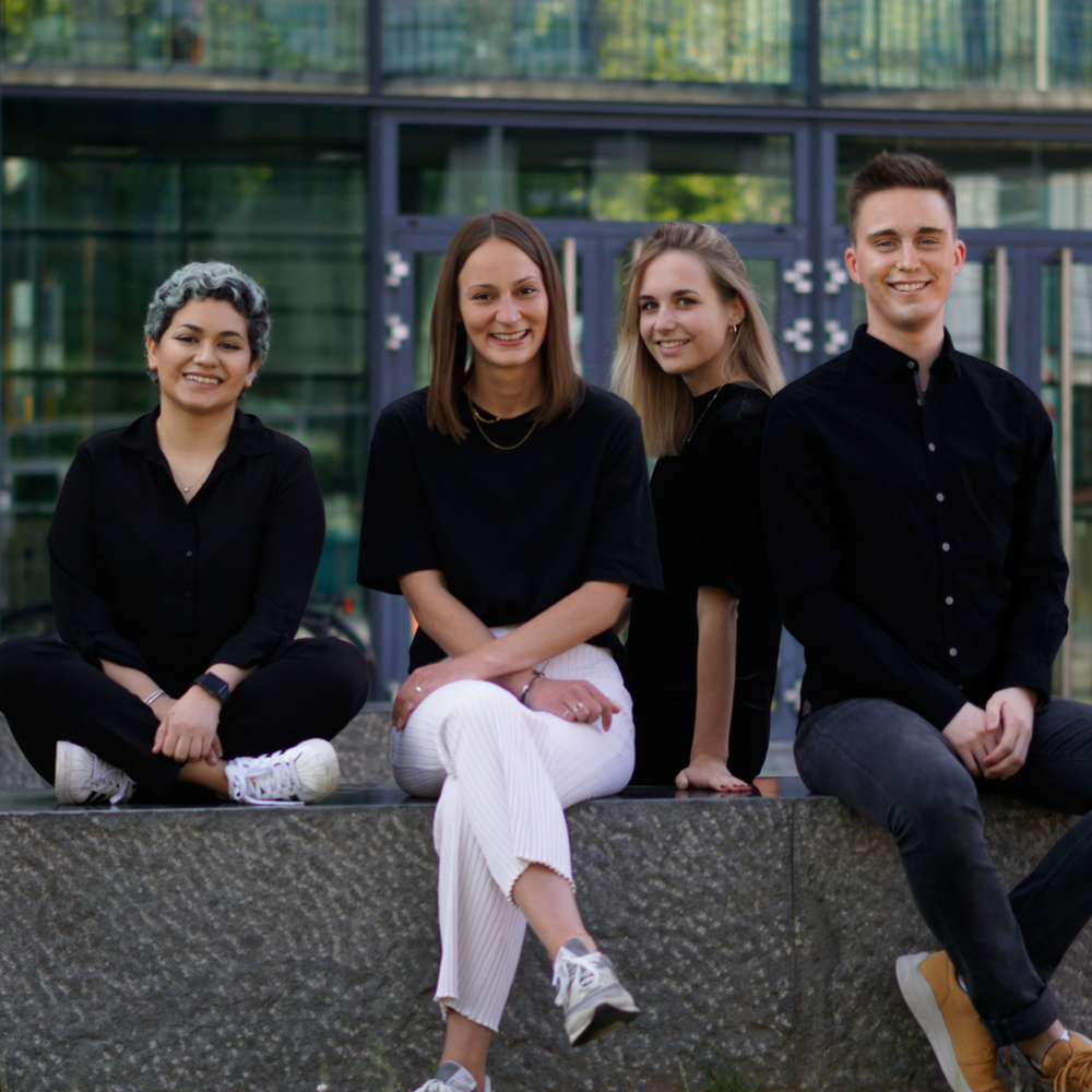 Das Projektteam: Sahar Jafarian, Alexandra Rein, Josefa Rackl und Valentin Rogg (v.l.n.r). (Foto: Nadine Keller)