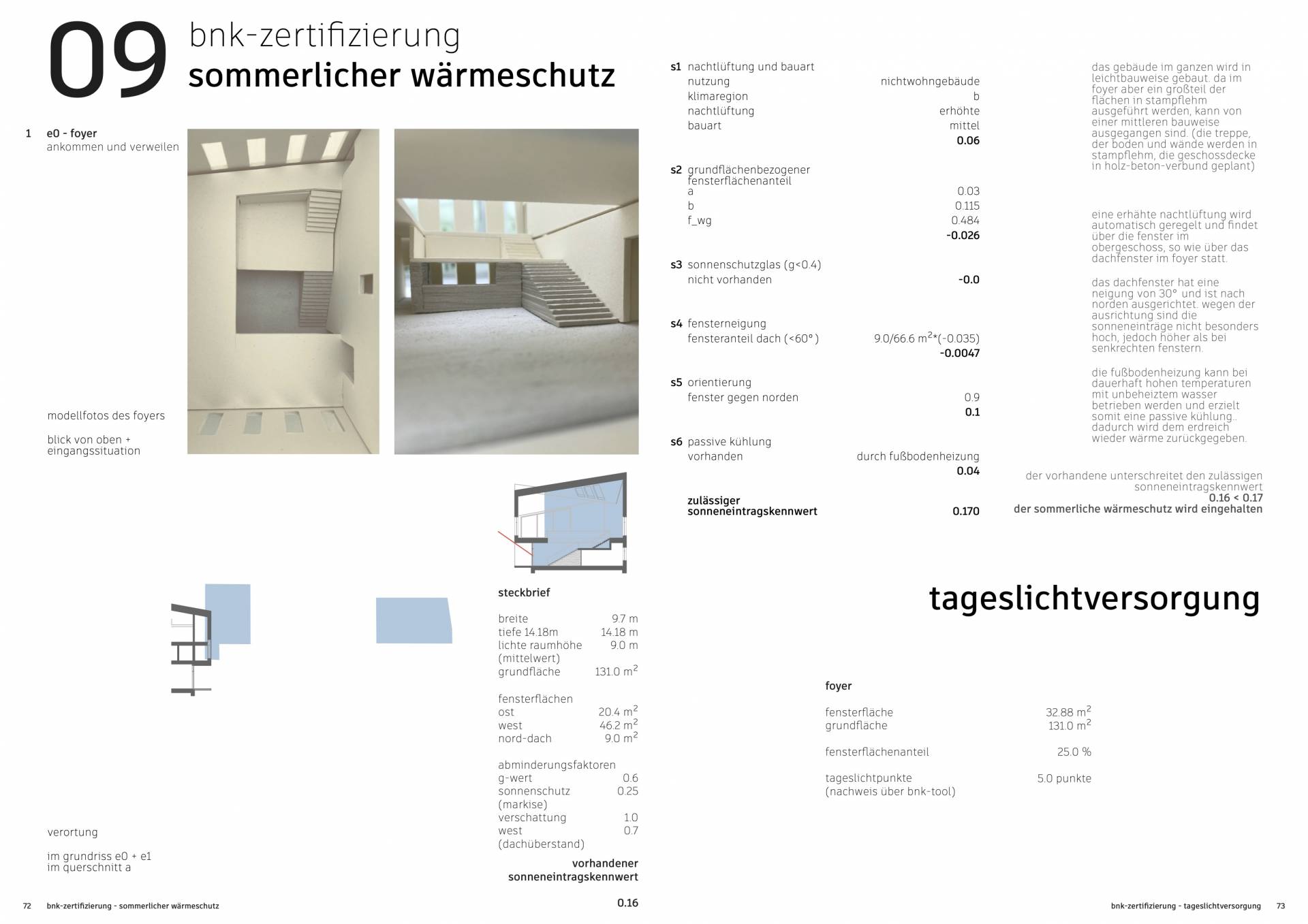 Nachweis des sommerlichen Wärmeschutzes und der Tageslichtversorgung 