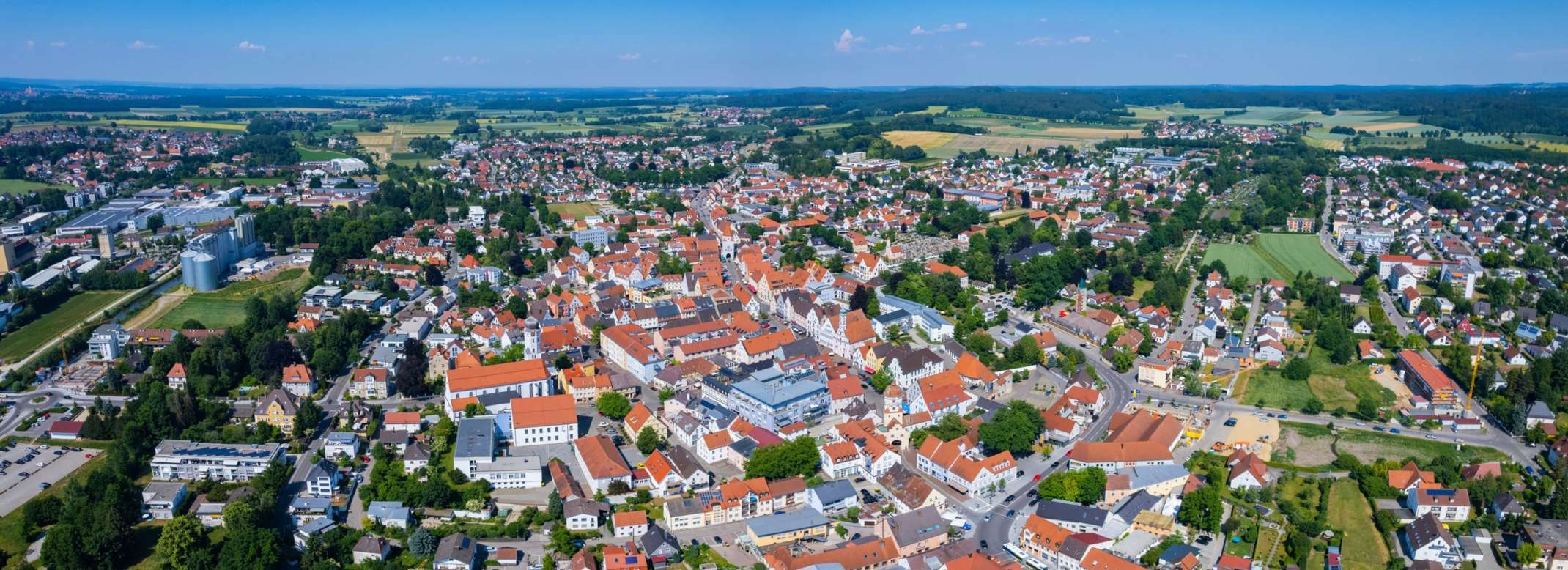 Luftaufnahme der Stadt Aichach. Foto: adobestock