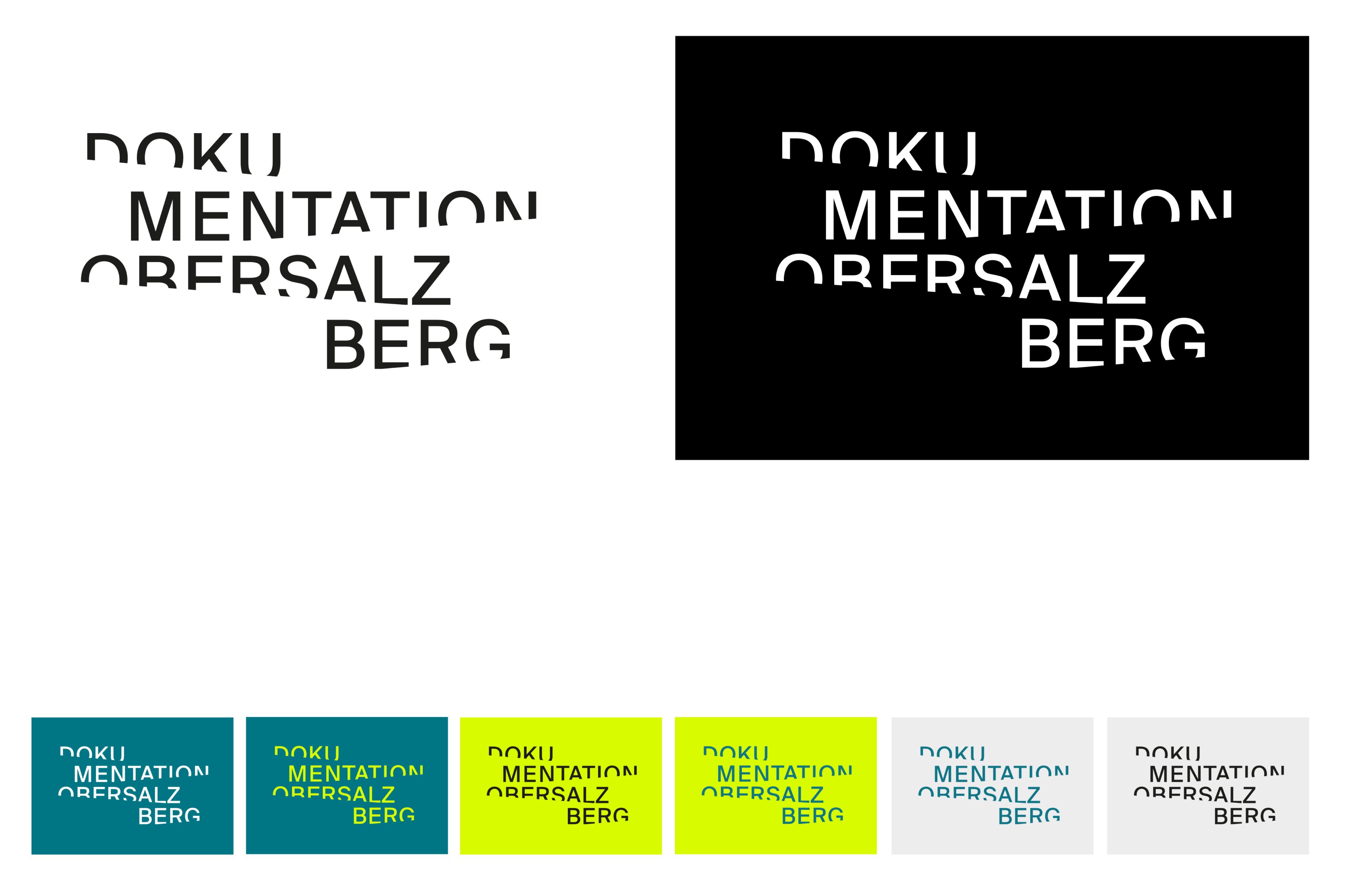Die neue Wortmarke der Dokumentation Obersalzberg mit den verschiedenen Varianten, die künftig zum Einsatz kommen. Bildnachweis: Ann-Kathrin Häupl, Anja Seemüller und Lena Wolf Die neue Wortmarke der Dokumentation Obersalzberg mit den verschiedenen Varianten, die künftig zum Einsatz kommen. Bildnachweis: Ann-Kathrin Häupl, Anja Seemüller und Lena Wolf