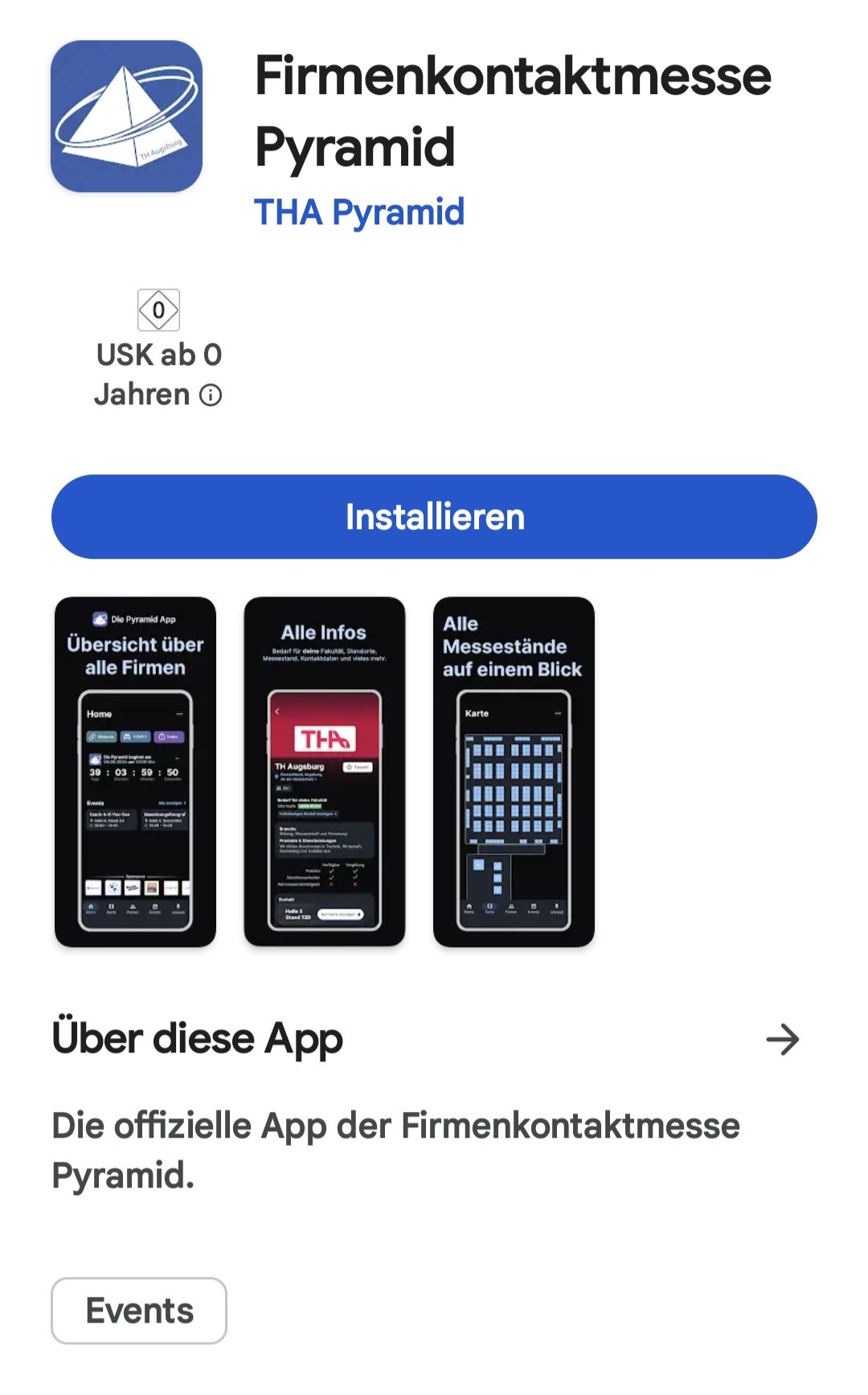 App Screenshot Willkommen bei der Pyramid