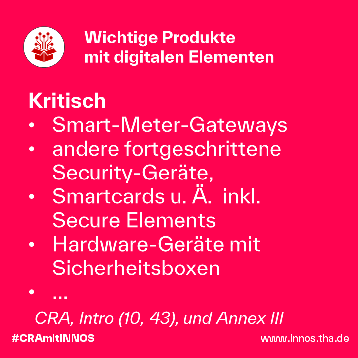 Sicherheitskategorien Produkte mit digitalen Elementen im CRA. Sicherheitskategorien Produkte mit digitalen Elementen im CRA.