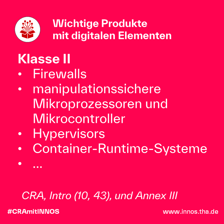Klasse II der wichtigen Produkte mit digitalen Elementen Klasse II der wichtigen Produkte mit digitalen Elementen