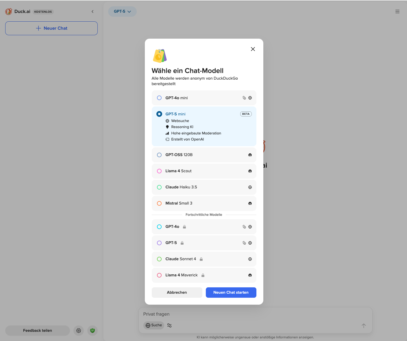 Auswahl Modell auf der Oberfläche Auswahl Modell auf der Oberfläche