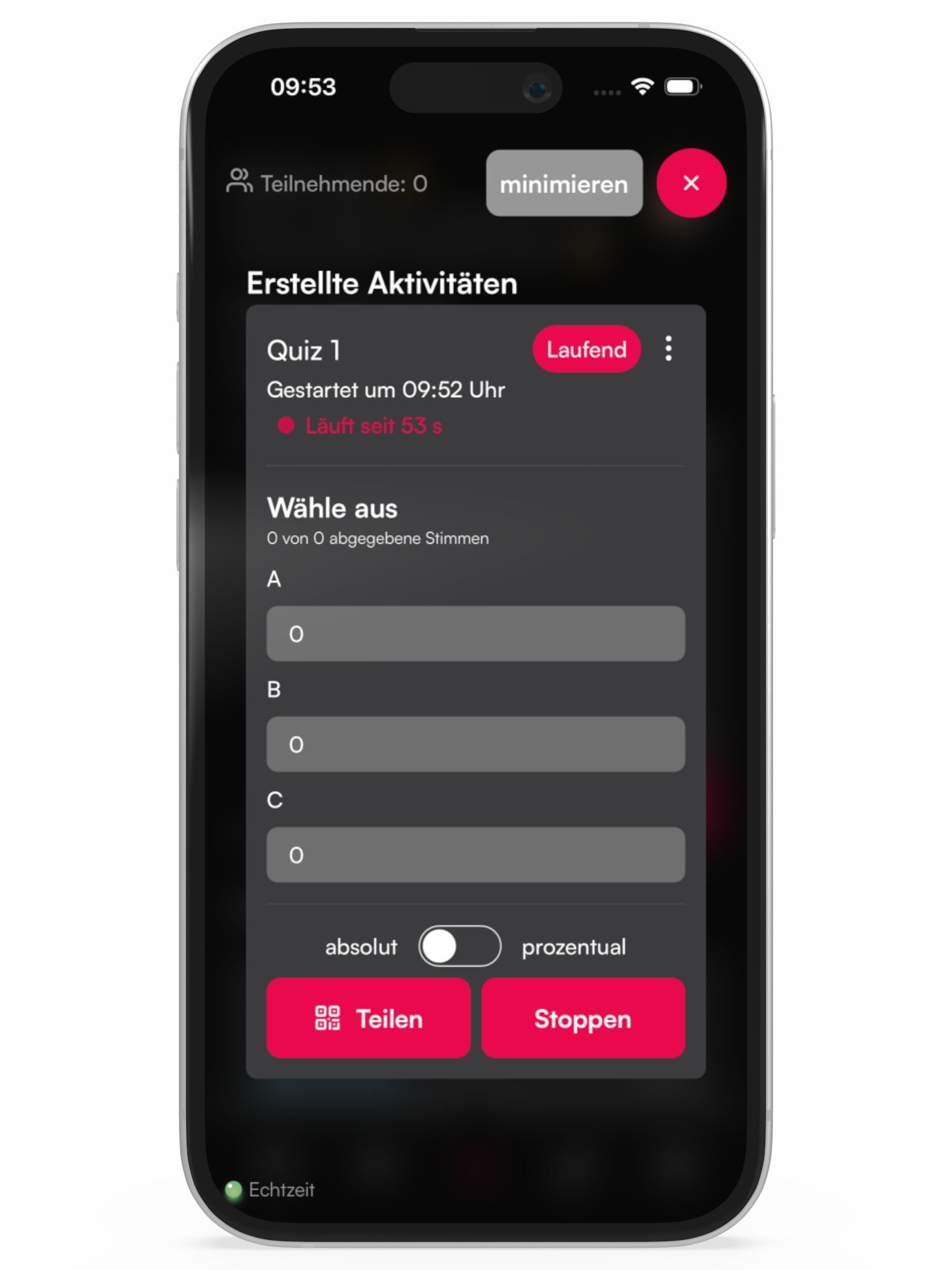 Screenshot eines Quiz