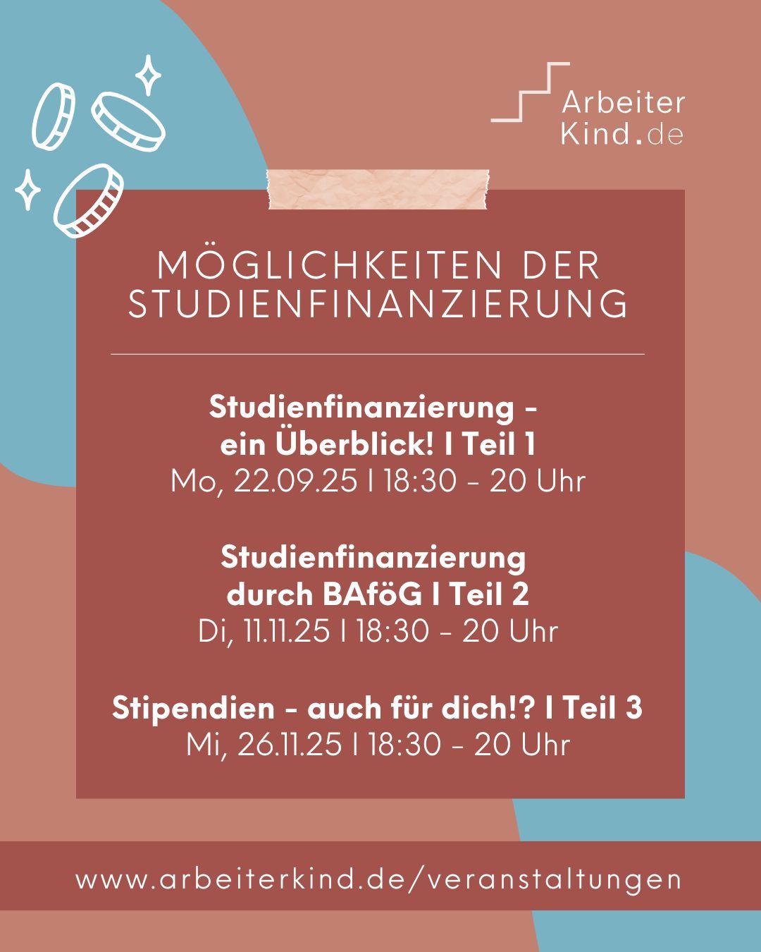 Veranstaltungen zur Studienfinanzierung von ArbeiterKind.de