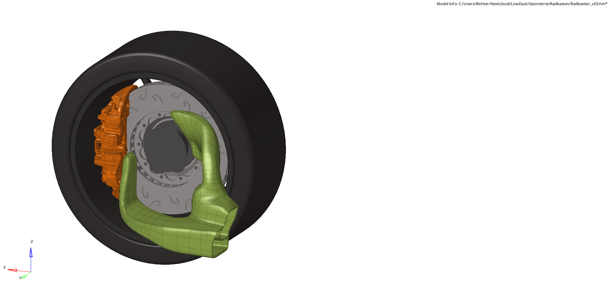 Zeichnung: Modellierter Radkasten mit Bremsenkühlung (Copyright: Nico Richter – THA)