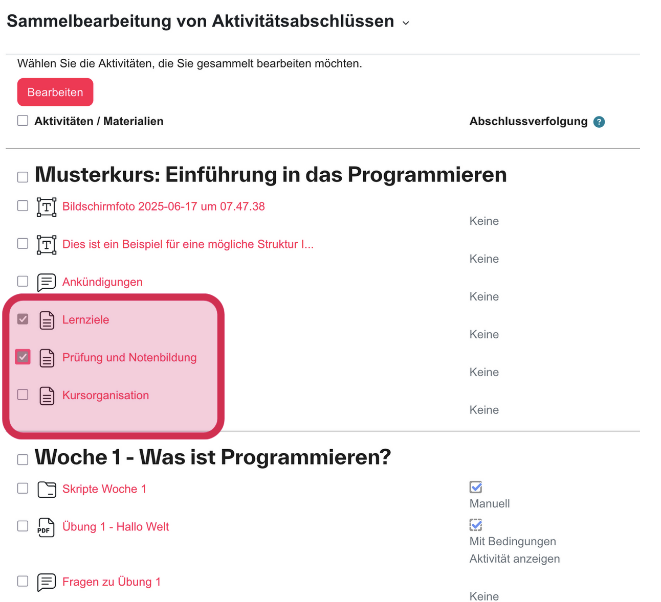 Sammelbearbeitung Sammelbearbeitung