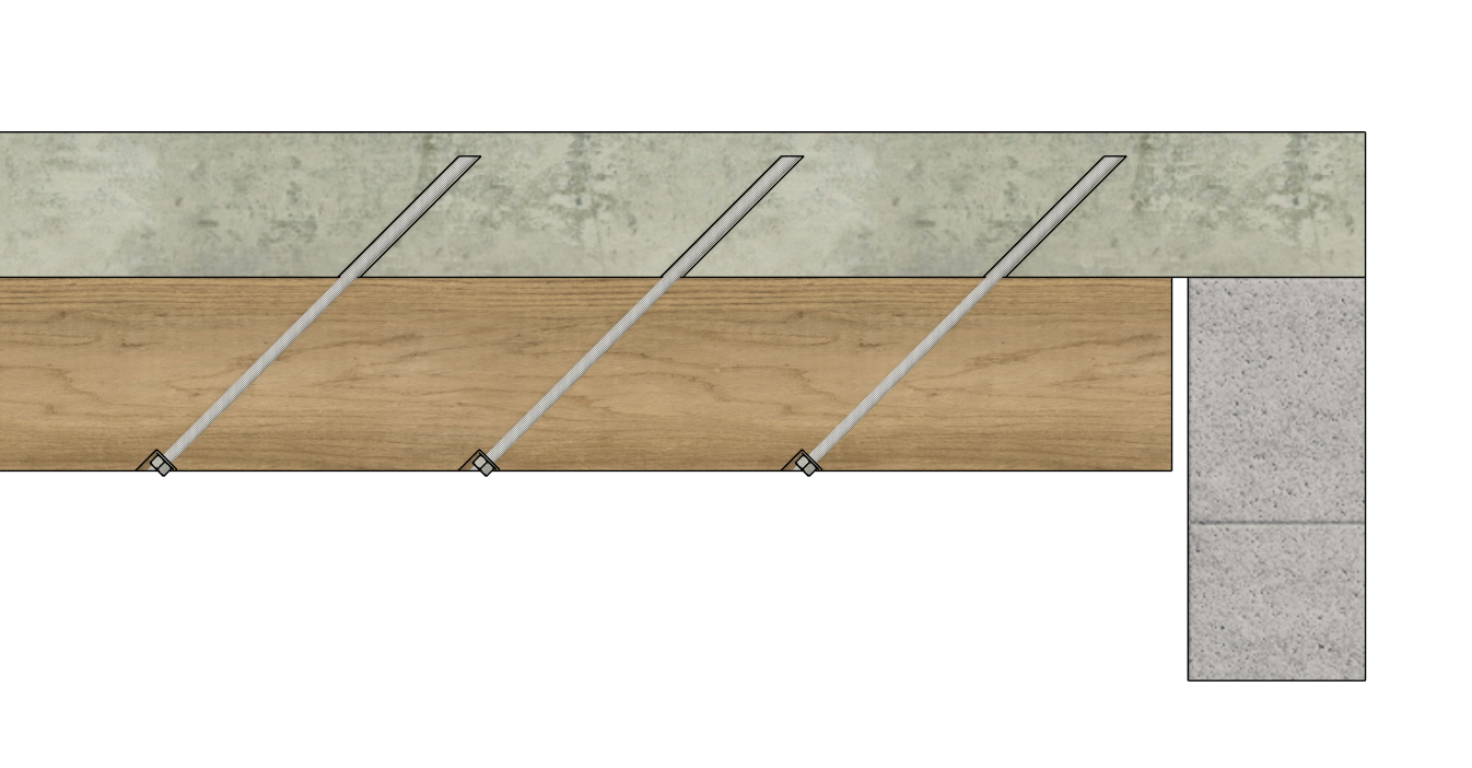 Mögliche Befestigung des Holzbalkens an der Bestandsdecke