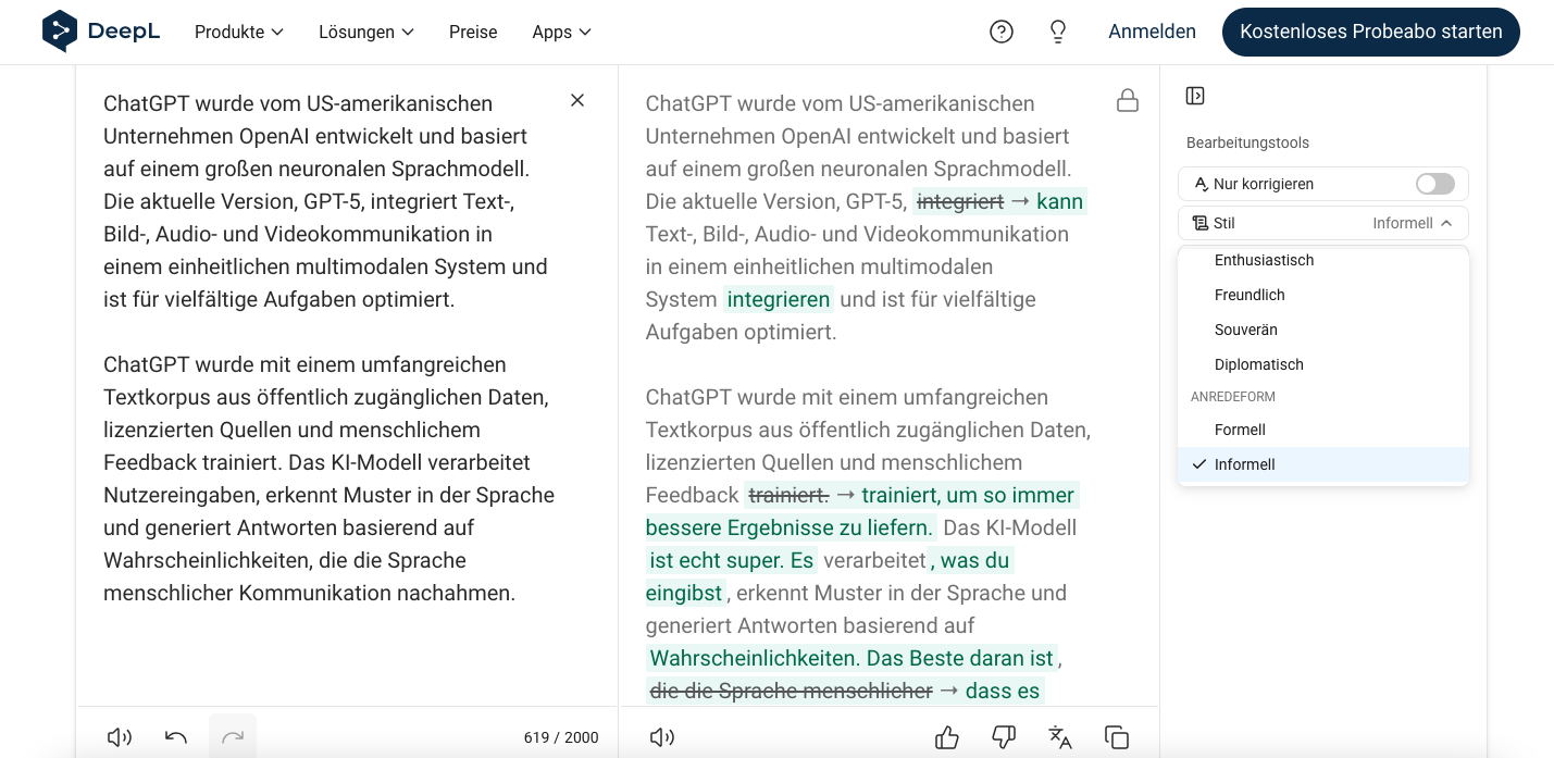 DeepL Write Beispiel Informell DeepL Write Beispiel Informell
