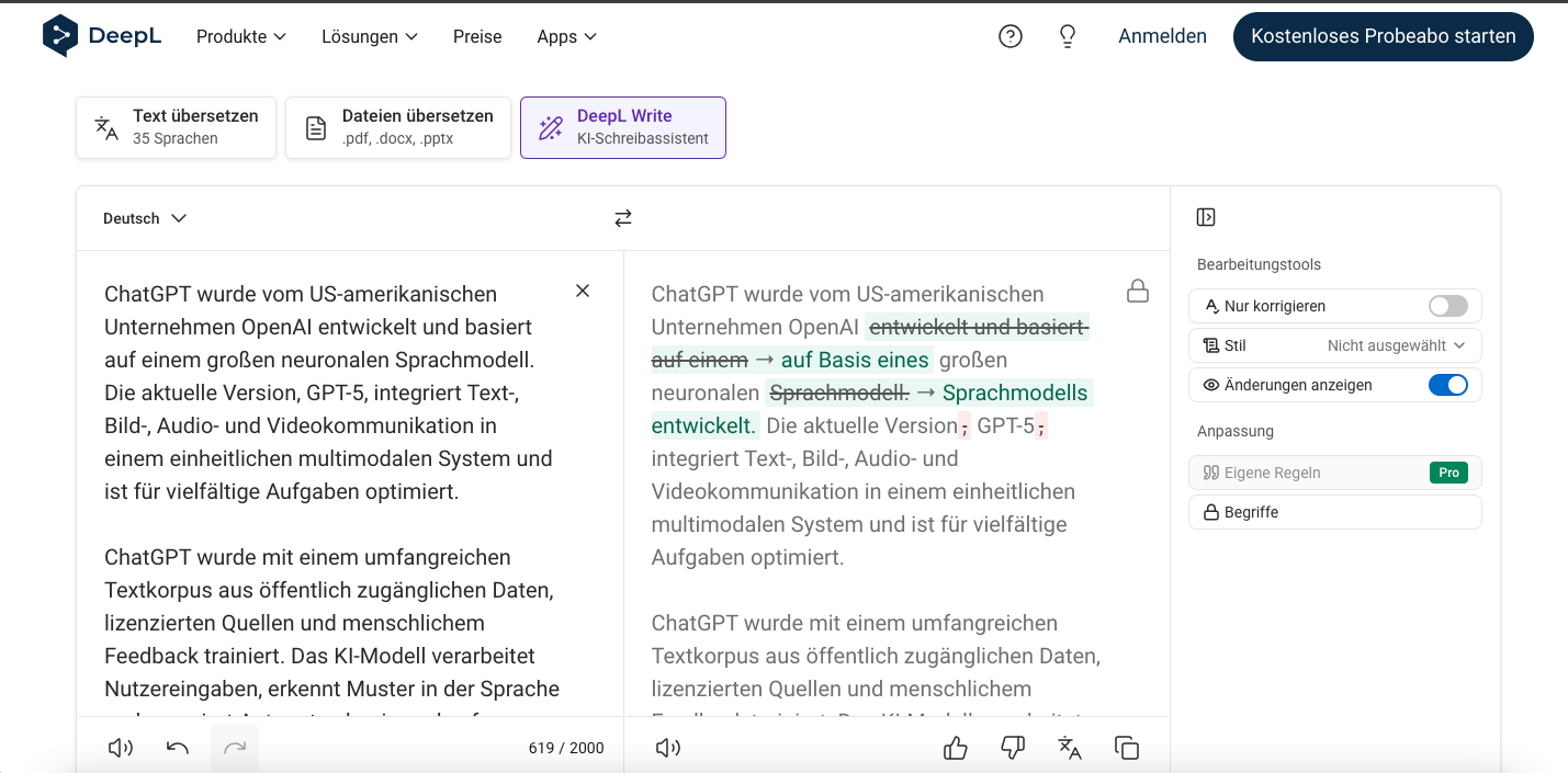 DeepL Write Beispiel DeepL Write Beispiel