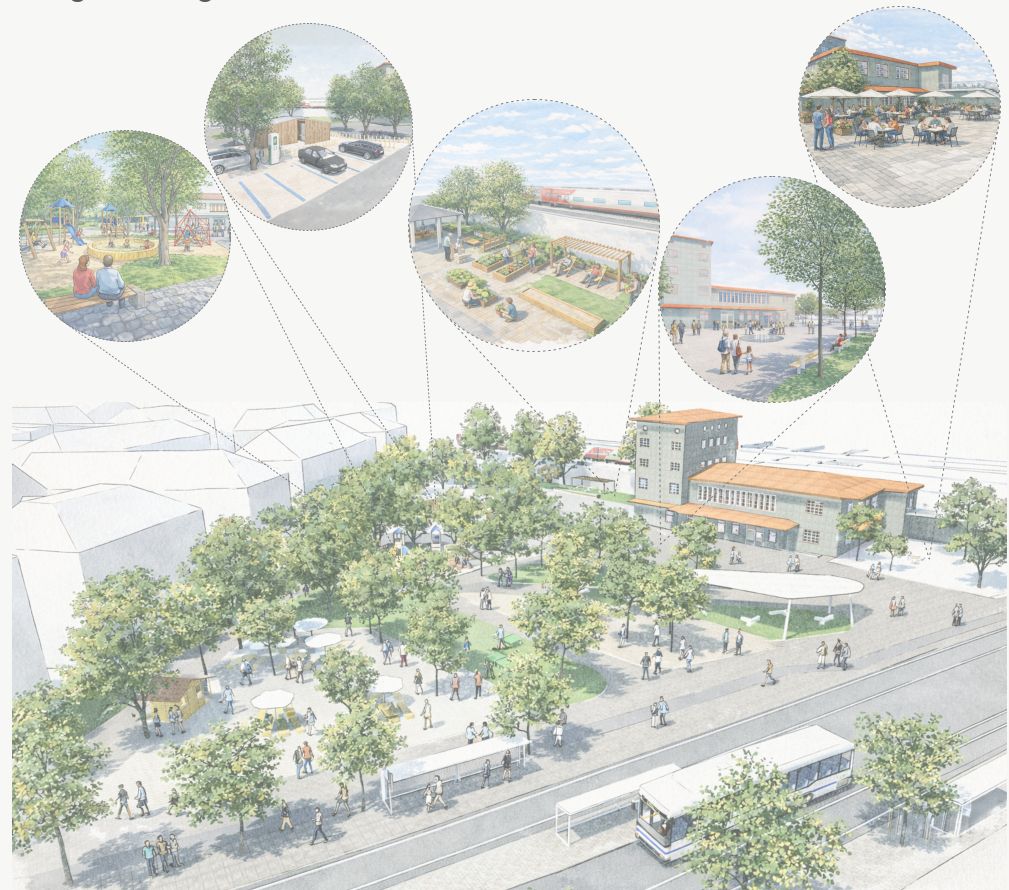 Entwurf Neue Aufenthaltsqualitäten und Klimaresilienz am Helmut-Haller-Platz