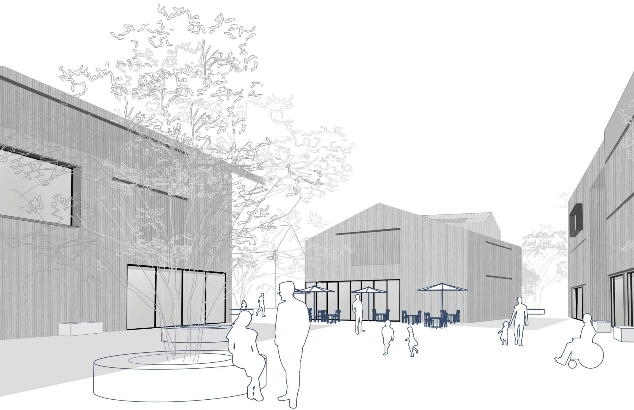 Zukunftsfähig und nachhaltig: Neue Mitte Oberottmarshausen (Visualisierung: Emilie Heyer)