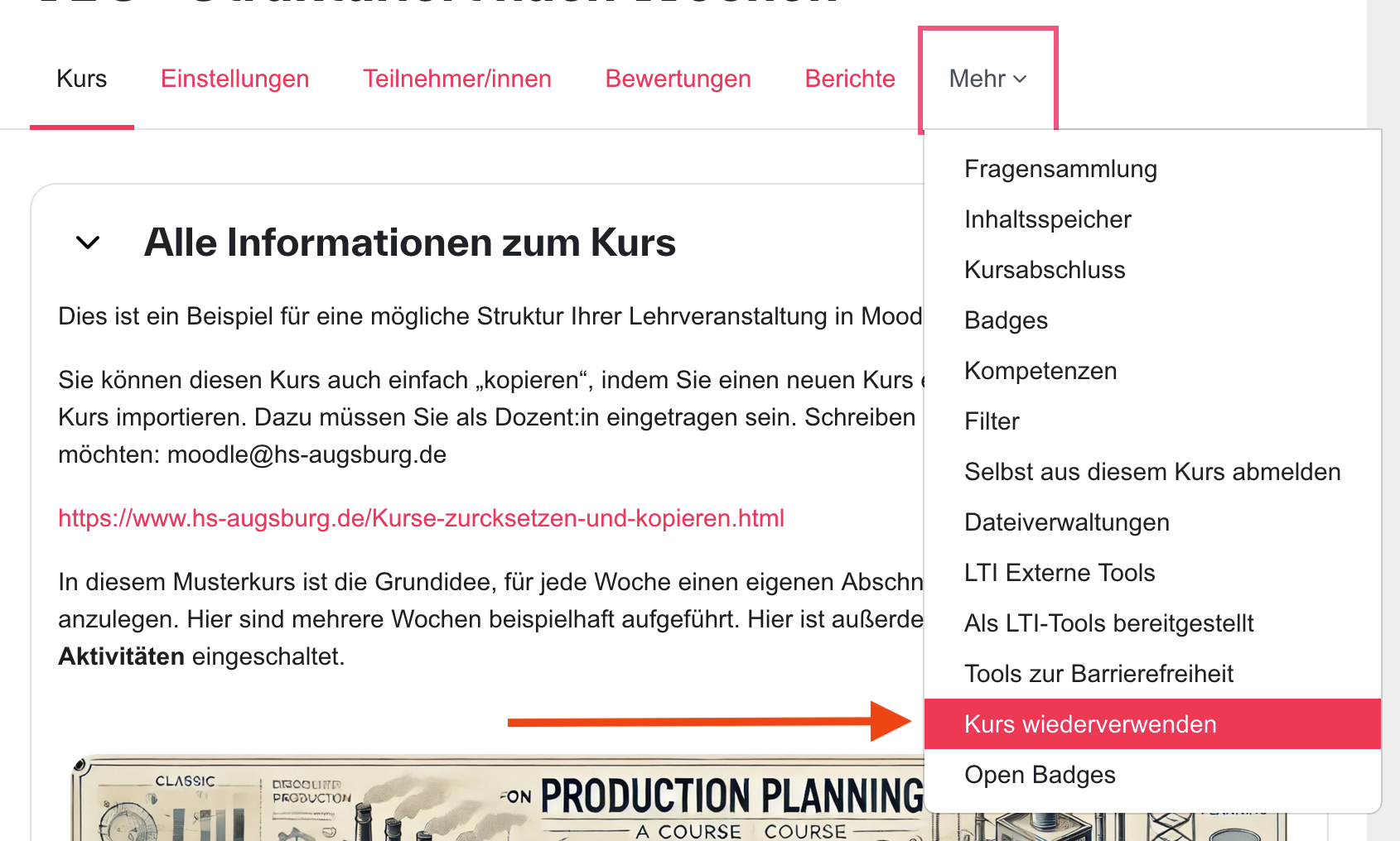 Kurs wiederverwenden Kurs wiederverwenden