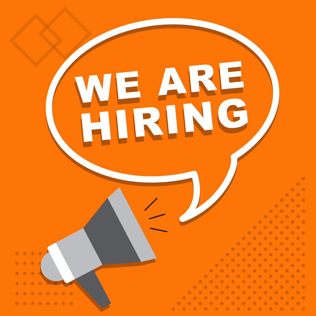 Lautsprecher mit Sprechblase "We are hiring" Lautsprecher mit Sprechblase "We are hiring"