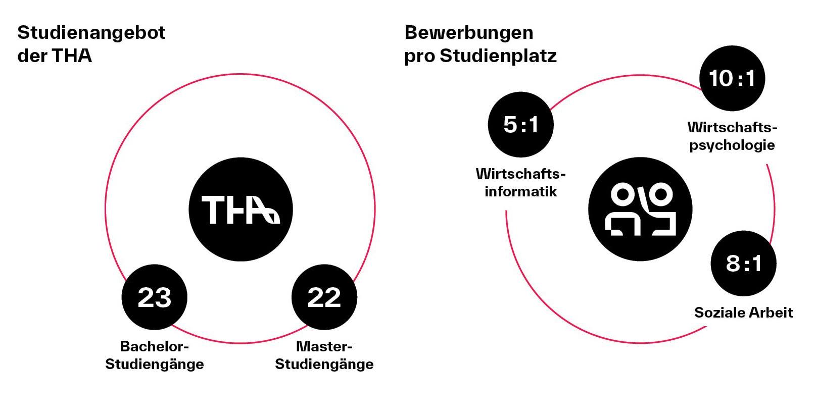THA Studienangebot und Bewerbungen pro Studienplatz THA Studienangebot und Bewerbungen pro Studienplatz