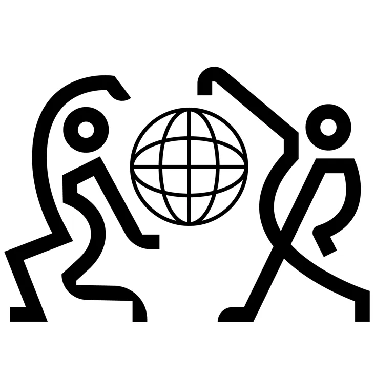 Icon THA - tanzende Figuren um Weltkugel