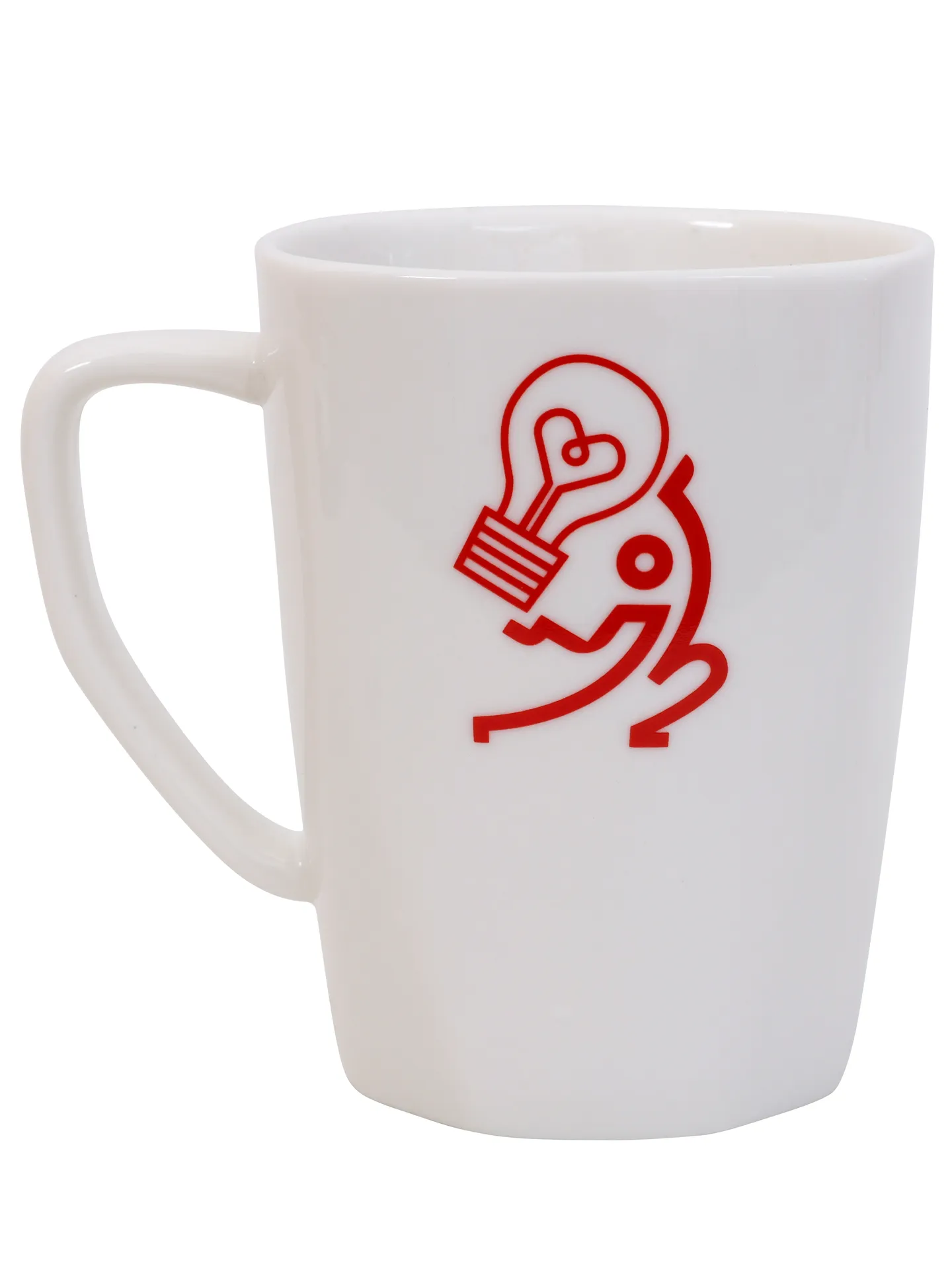 Weißer Kaffeebecher mit THA-Illstration