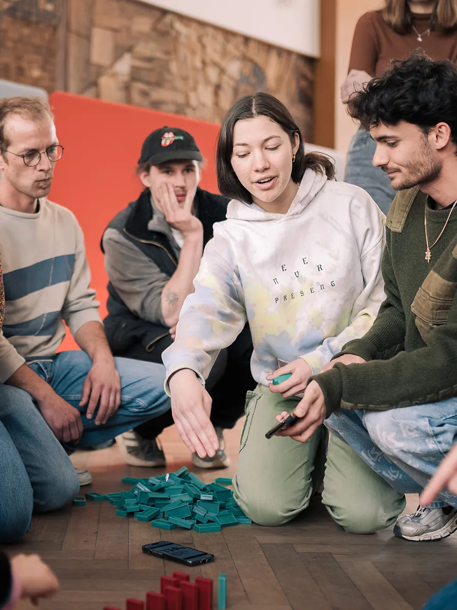 Students work together to tackle a challenge