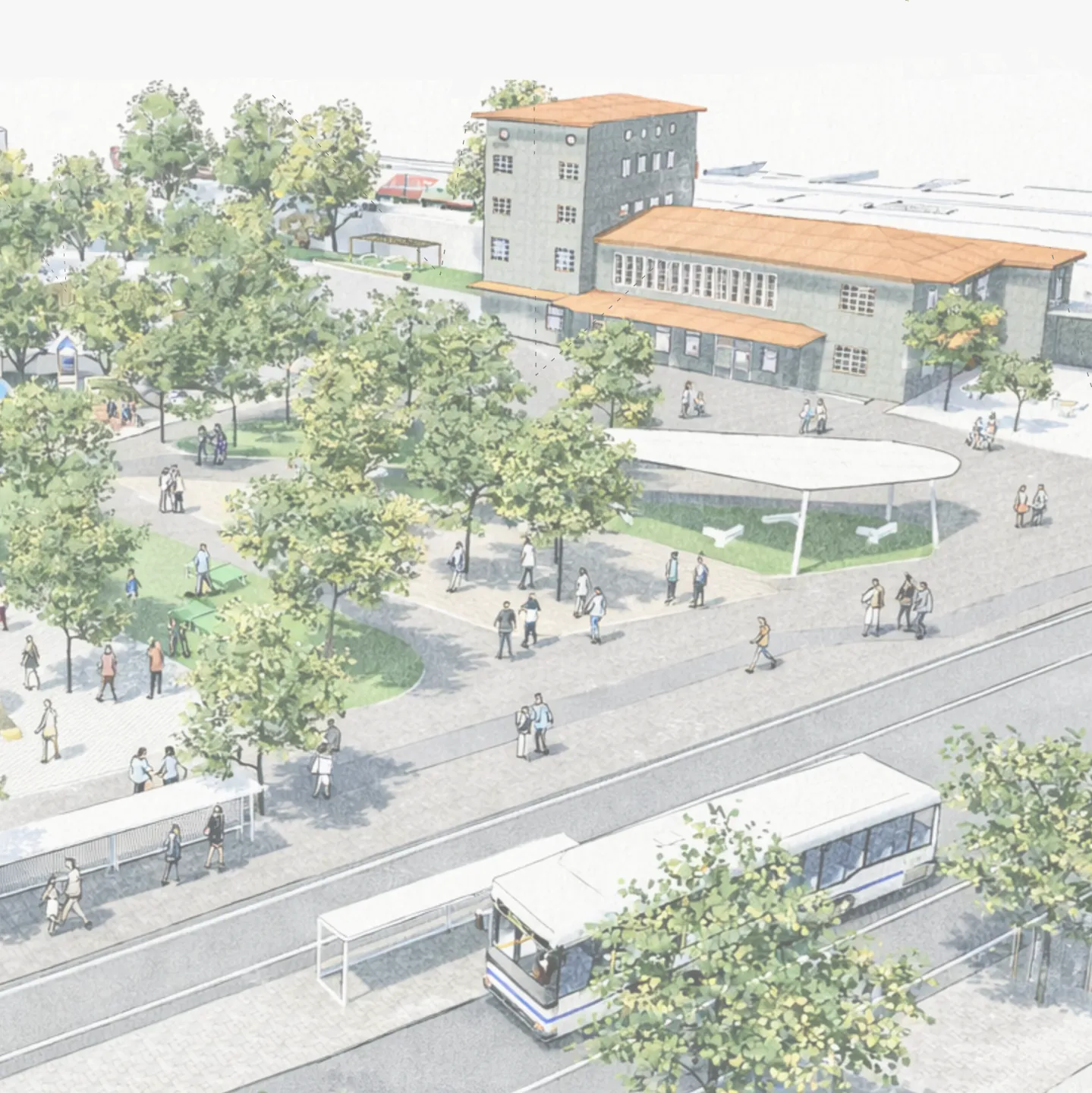 Rendering Oberhauser Bahnofsvorplatz