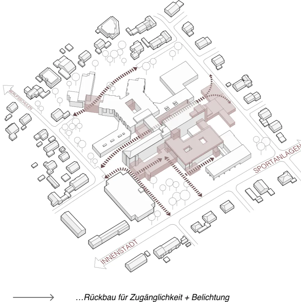 Rückbau für Zugänglichkeit und Belichtung