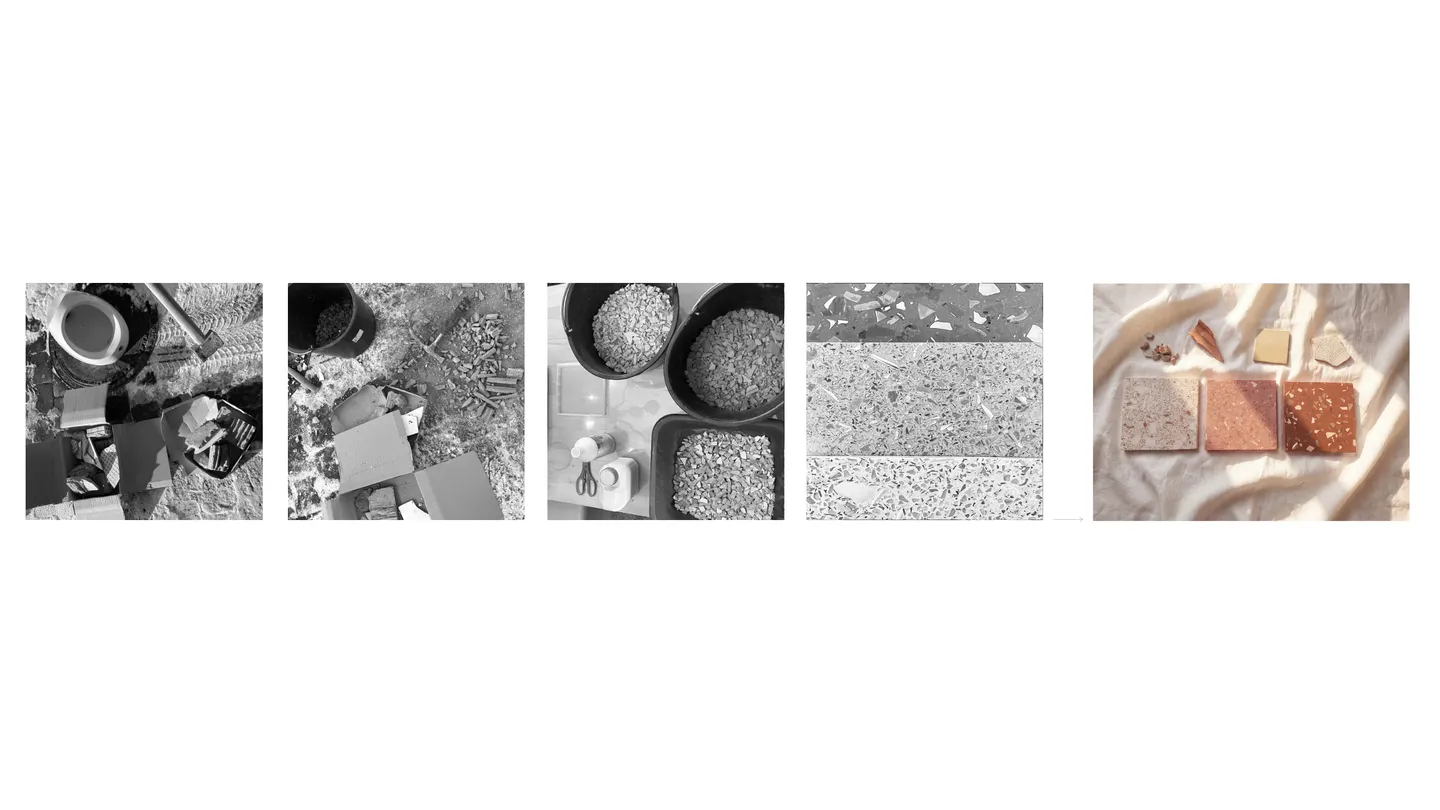 Recyclingterazzo aus Bestandsmaterialien: Prozess
