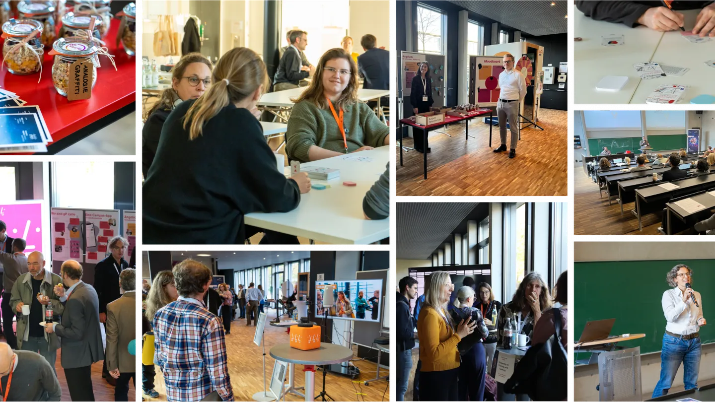 Collage mit Eindrücken vom Tag der Lehre 2022 der Hochschule Augsburg