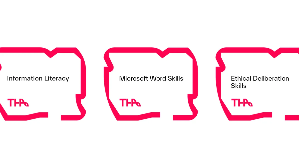 Vier Beispiel-Badges des DMZ, der Bibliothek, des Career Service und der Fakultät AGN