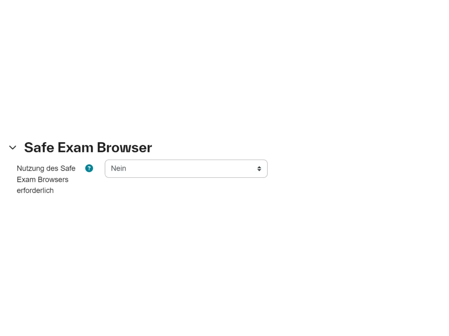 Screenshot der Moodle-Testeinstellungen zum Safe Exam Browser