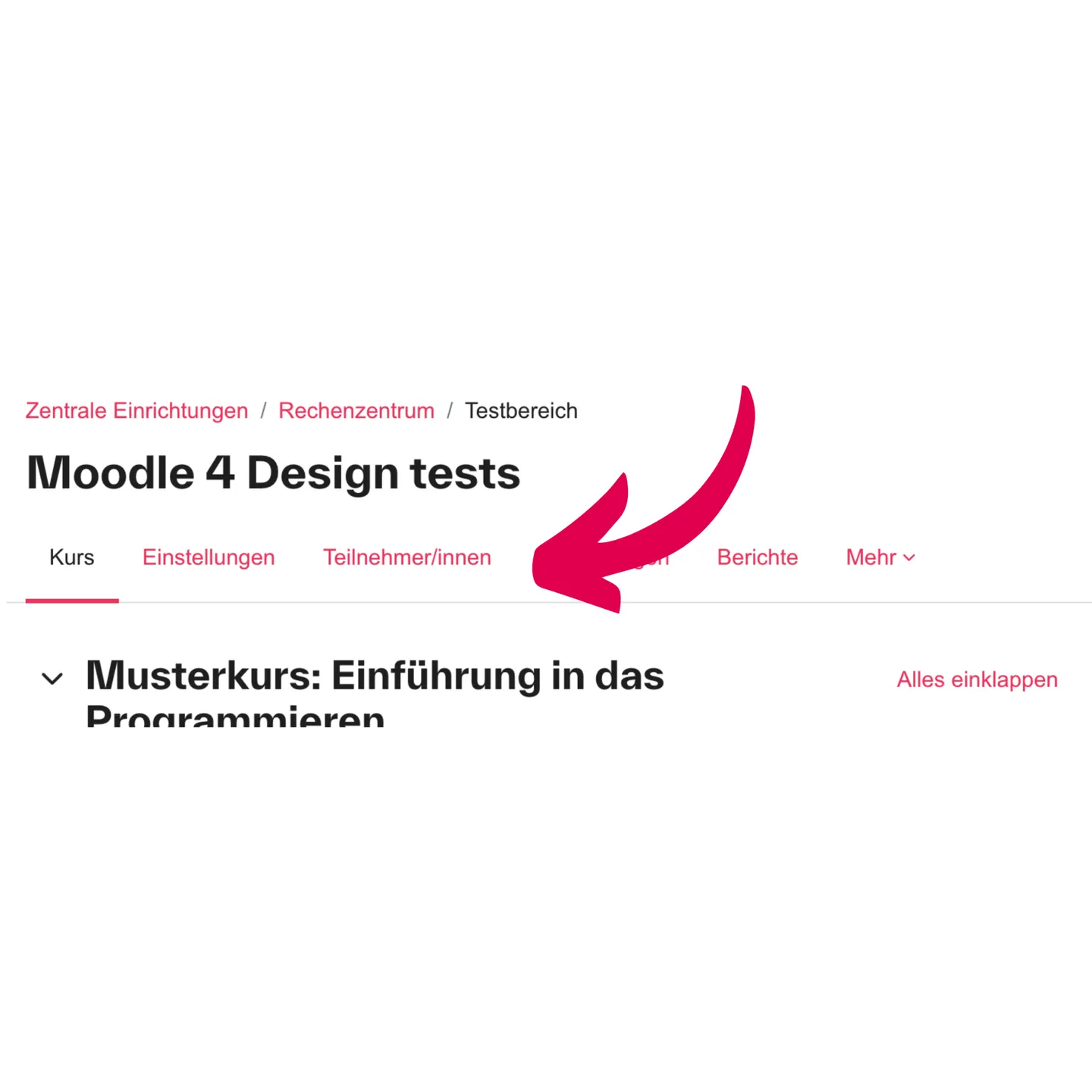 Screenshot der Kursnavigation mit markiertem Reiter „Teilnehmer/innen“
